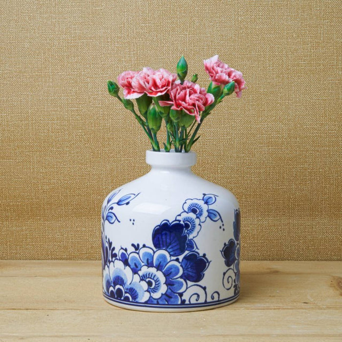 Heinen Delfts Blauw - Vaas rond bloem