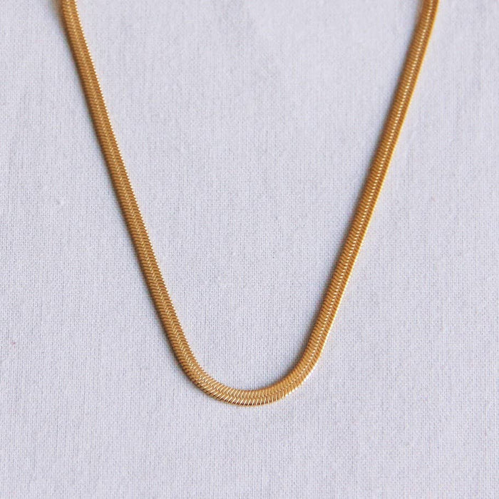 Platte slangenketting 3mm - goudkleur
