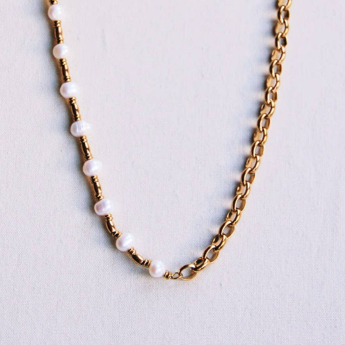 Grove schakelketting met parels