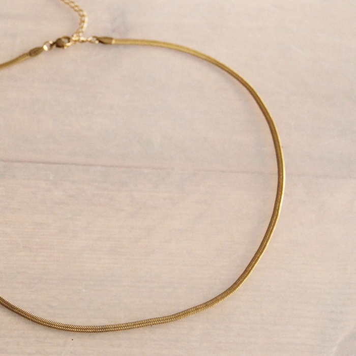 Platte slangenketting 3mm - goudkleur