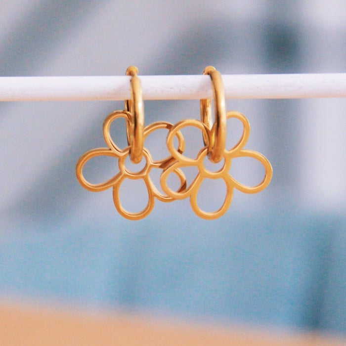 Brede creool met bloemenhanger