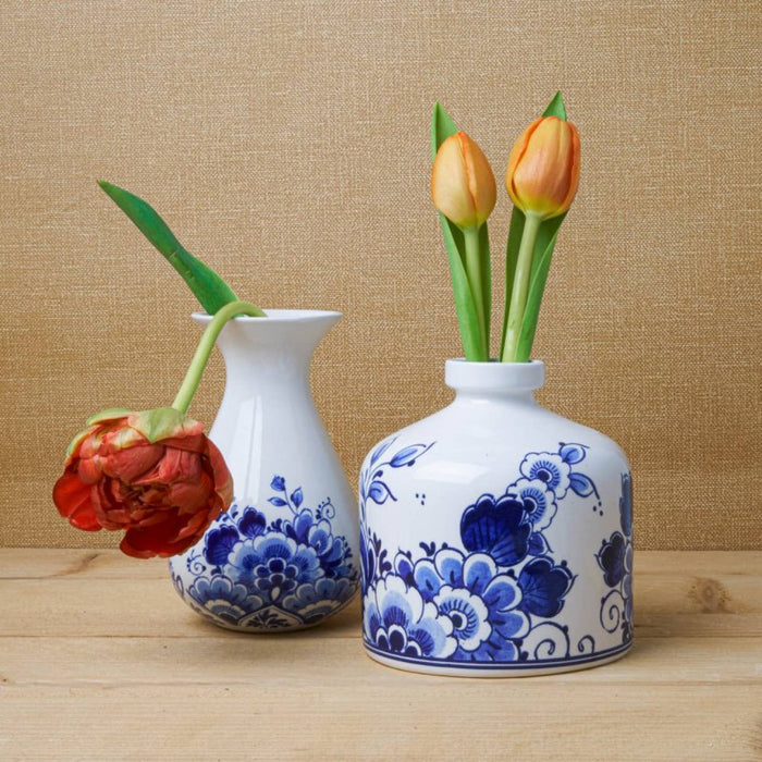 Heinen Delfts Blauw - Vaas rond bloem