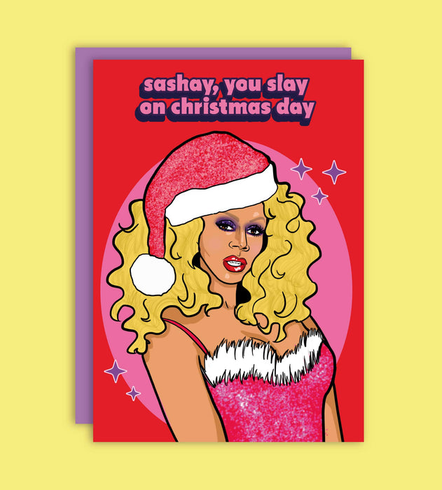Sashay You Slay Kerstdag Drag Queen Wenskaart
