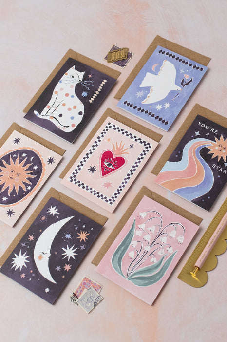 Sleeping Moon minikaarten | Blanco kaarten | Mini-wenskaarten