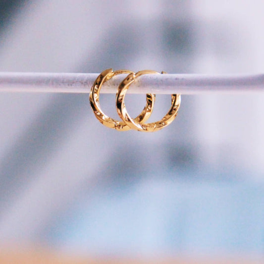 Roestvrijstalen hoepel 14mm "gedraaid" - goud