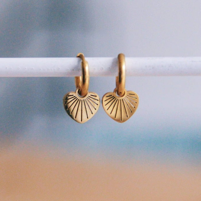 Creolen van roestvrij staal met fantasiehart - goud