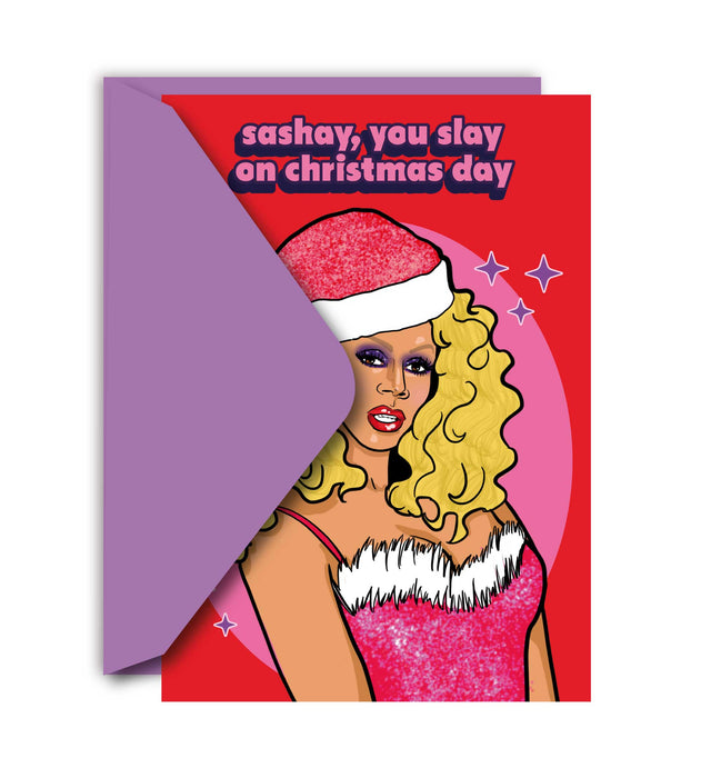 Sashay You Slay Kerstdag Drag Queen Wenskaart
