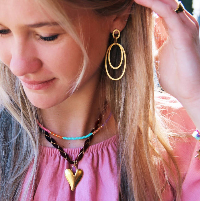 Statement oorbellen met ovale hangers