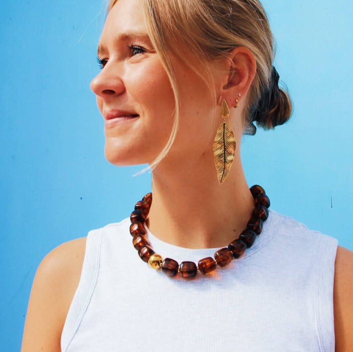 Statement oorbellen blad