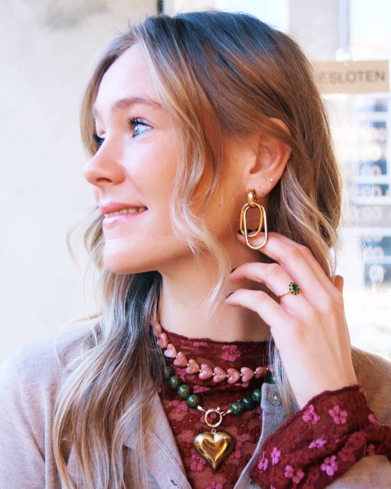 Kralenketting harten - zalmroze