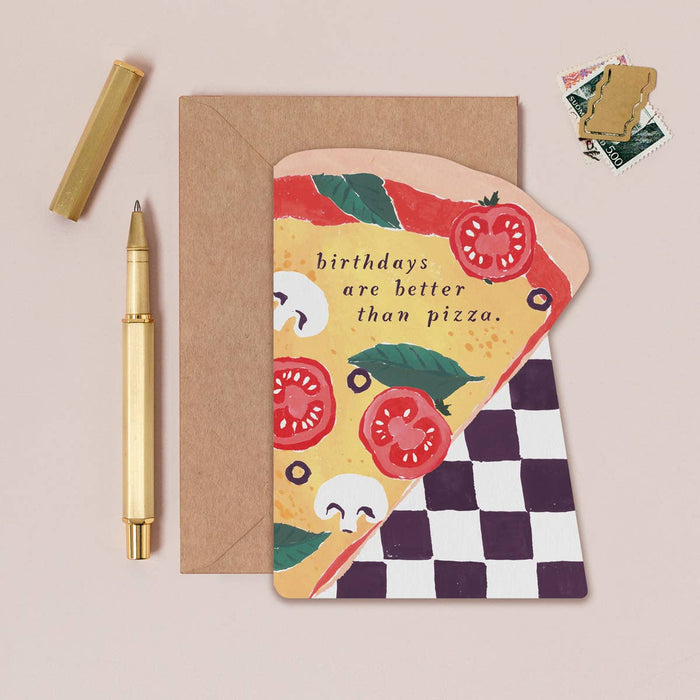 Pizza Slice verjaardagskaart | Pizza verjaardagskaart | Mannelijke kaarten