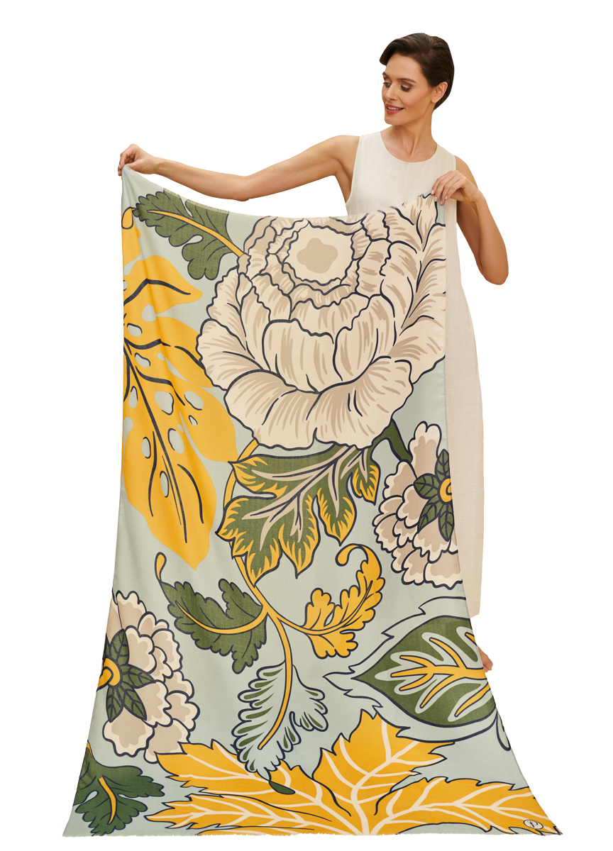 Sjaal met wilde bloemen en print