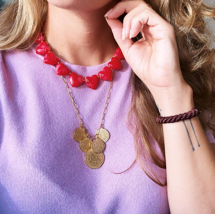 XL hartkraal ketting - rood