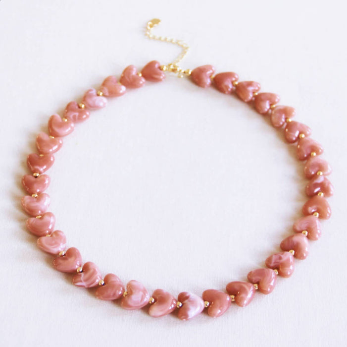 Kralenketting harten - zalmroze