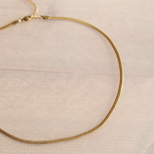 Platte slangenketting 3mm - goudkleur