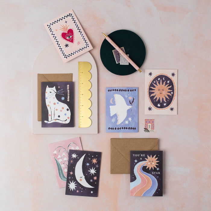 Sleeping Moon minikaarten | Blanco kaarten | Mini-wenskaarten