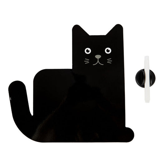 Balvi Zwarte Kat - Magnetisch IJskast Bord Miauw, met Wisbare Stift in Houder