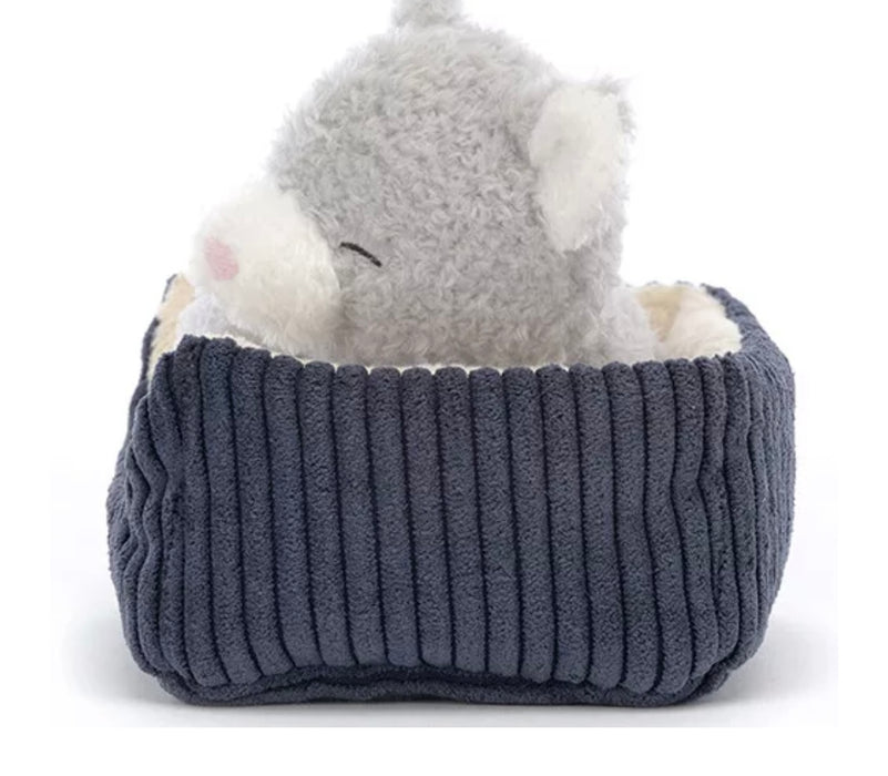 jellycat knuffelpoes in mandje napping nipper cat - 14 cm