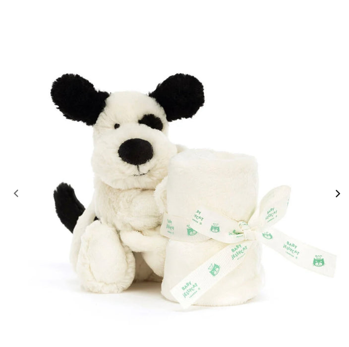 Jellycat Bashful Black and Cream Puppy Soother