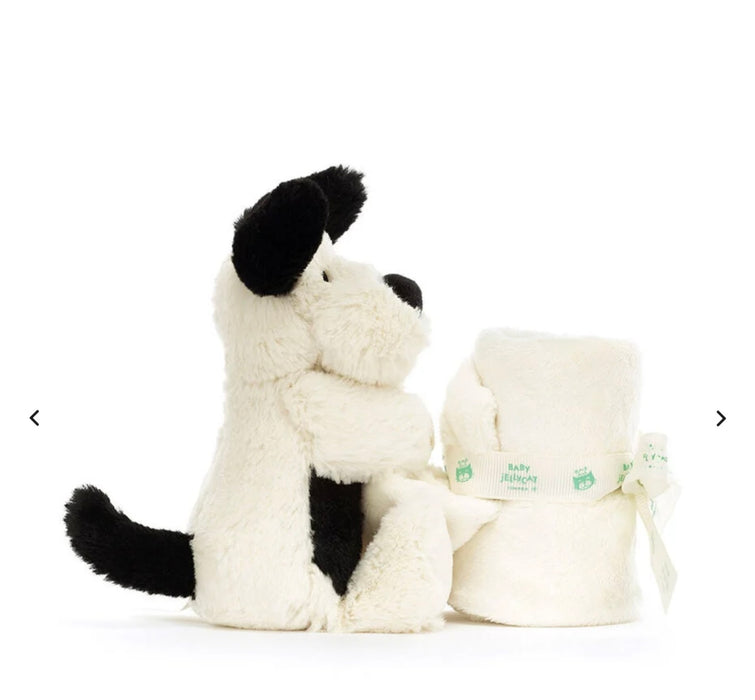 Jellycat Bashful Black and Cream Puppy Soother