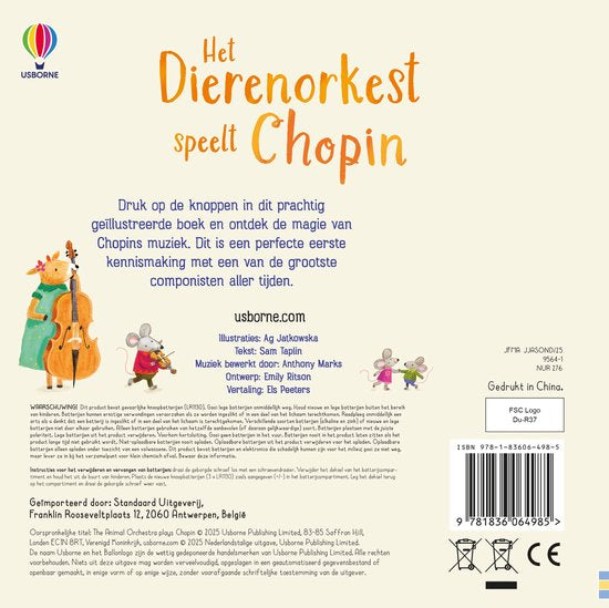 USBORNE Muziekboek Het Dierenorkest speelt Chopin