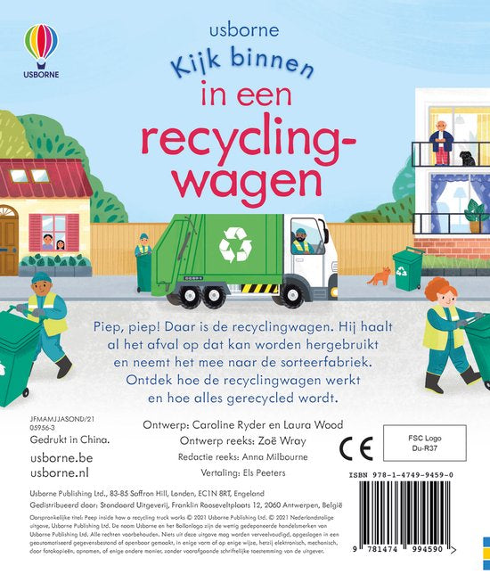 USBORNE Een recyclingwagen kijk binnen