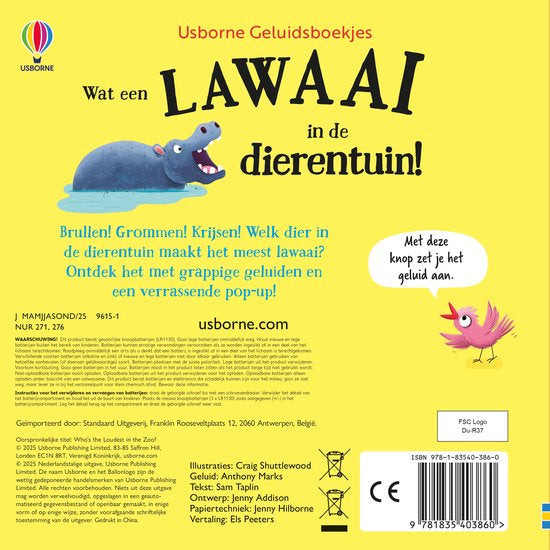 USBORNE Geluidsboekjes Wat een lawaai in de dierentuin!