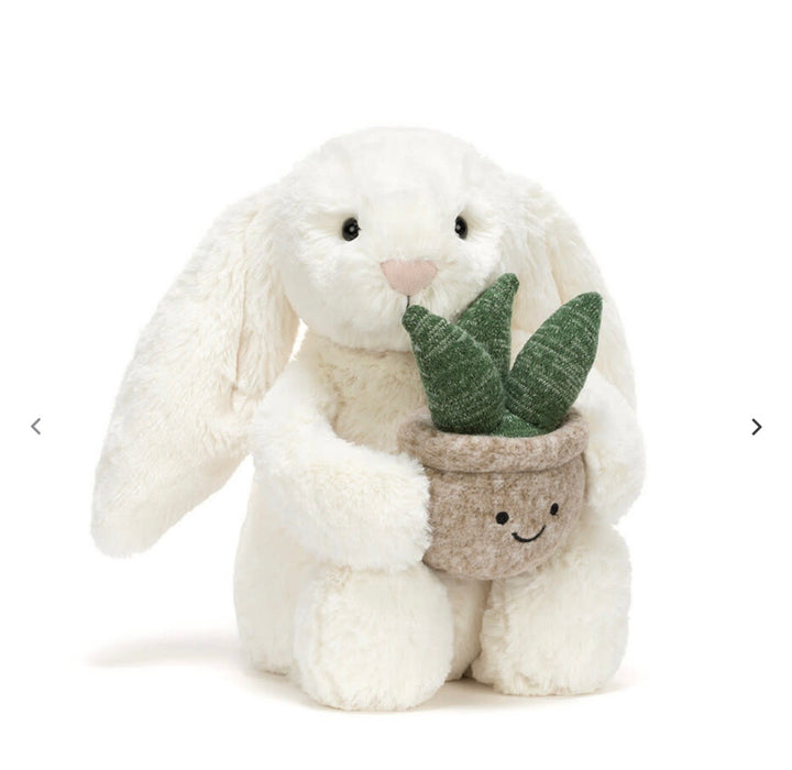 Jellycat - knuffel konijn - cream bunny with plant
