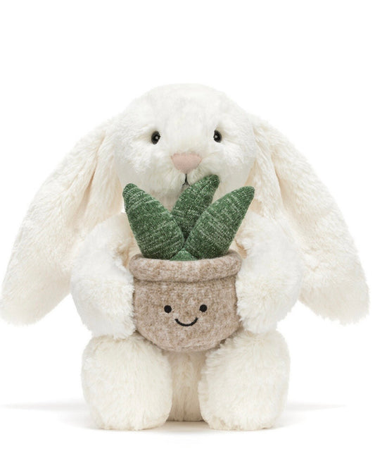 Jellycat - knuffel konijn - cream bunny with plant