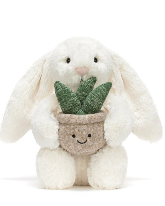 Jellycat - knuffel konijn - cream bunny with plant