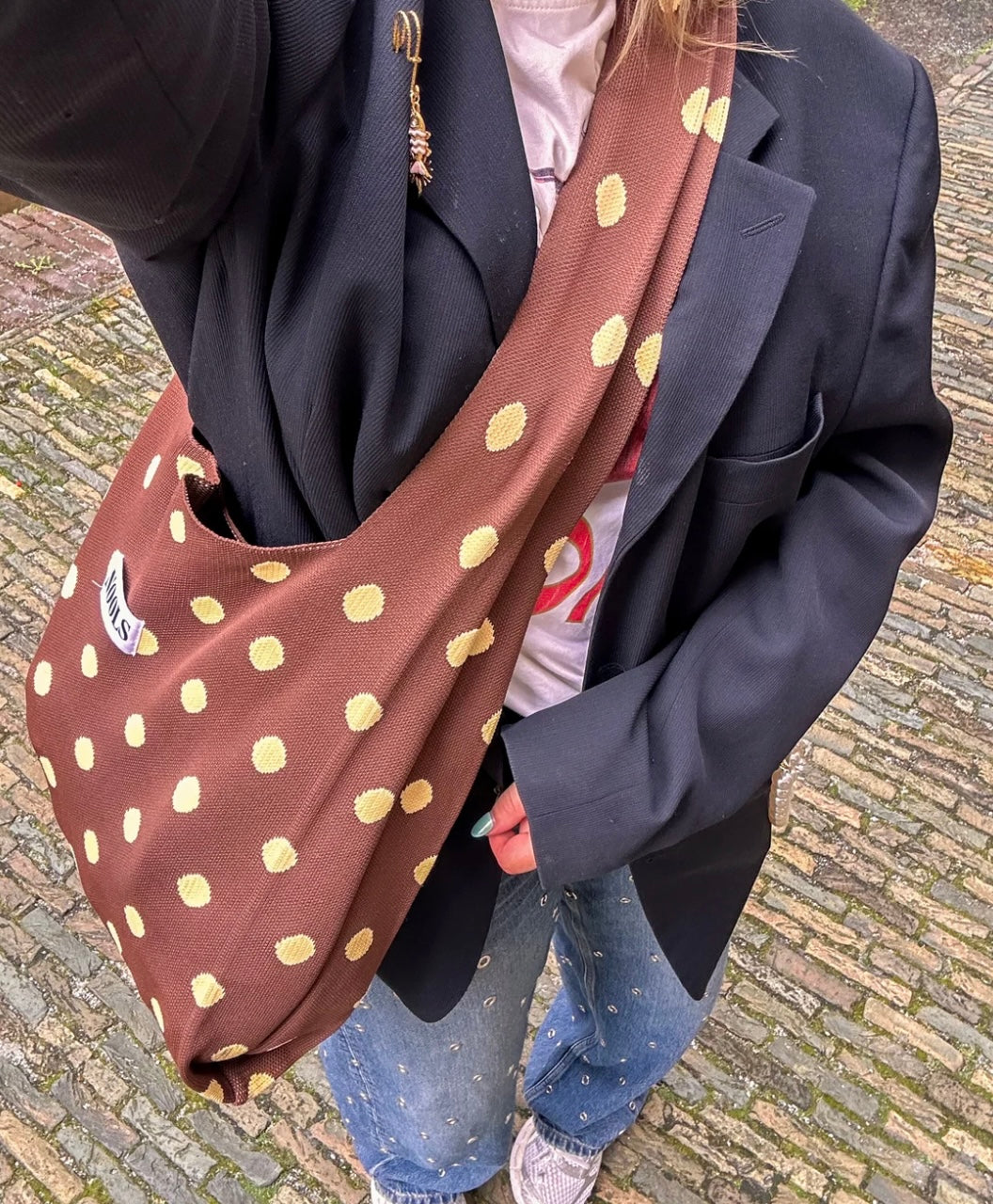 Nools Riva Bag polkadot brown yellow