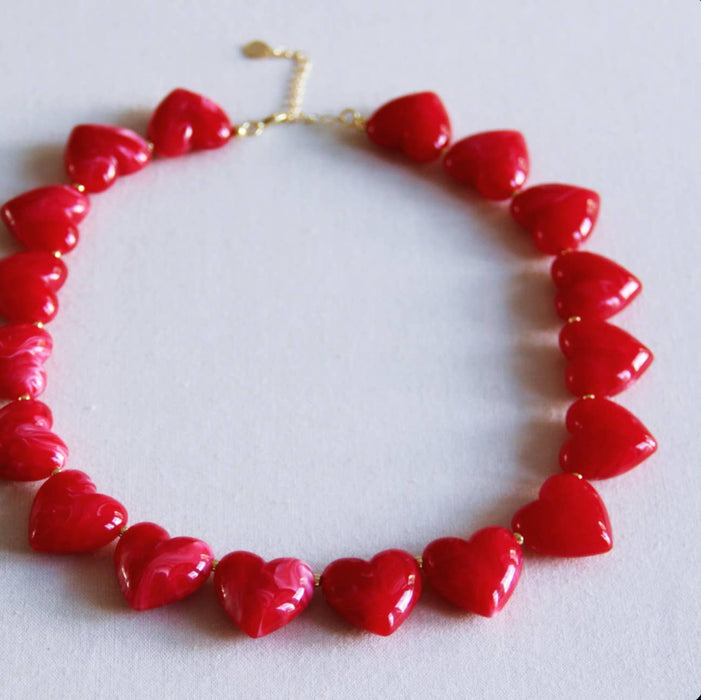 XL hartkraal ketting - rood