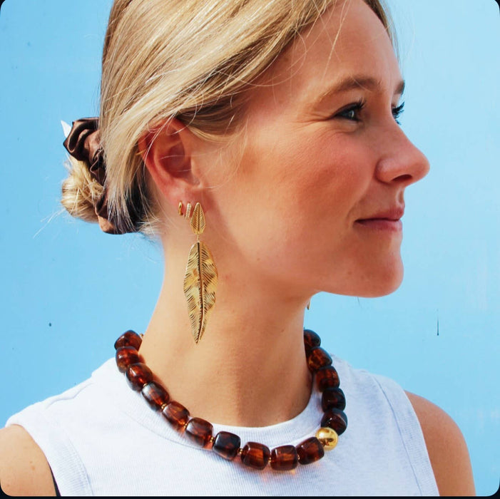 Statement oorbellen blad