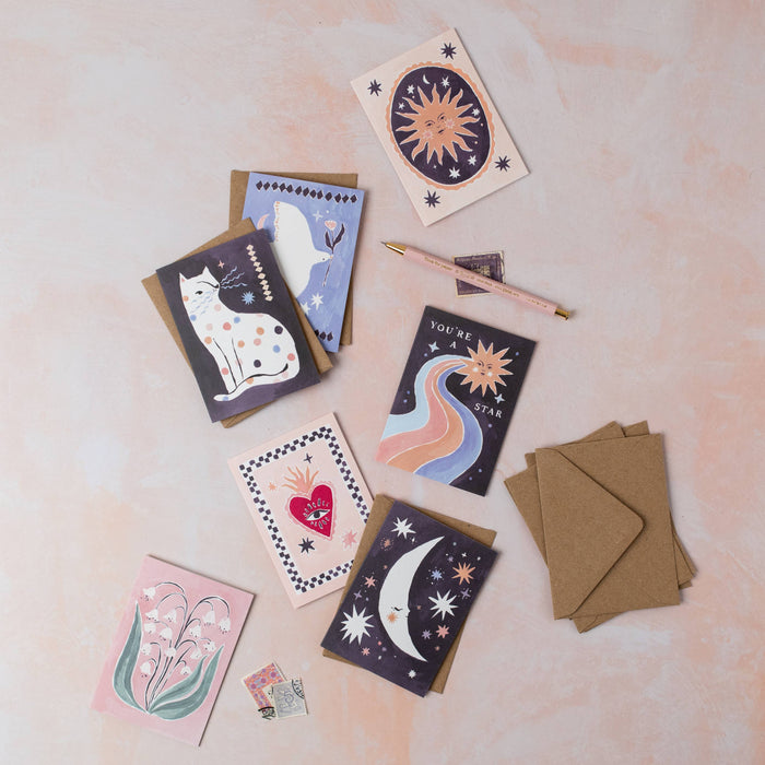 Sleeping Moon minikaarten | Blanco kaarten | Mini-wenskaarten