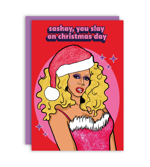 Sashay You Slay Kerstdag Drag Queen Wenskaart