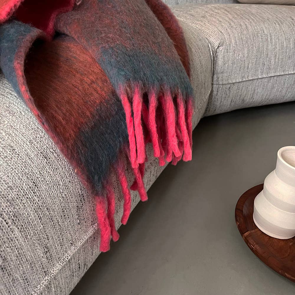Zapotec zachte roze plaid van gerecyclede materialen