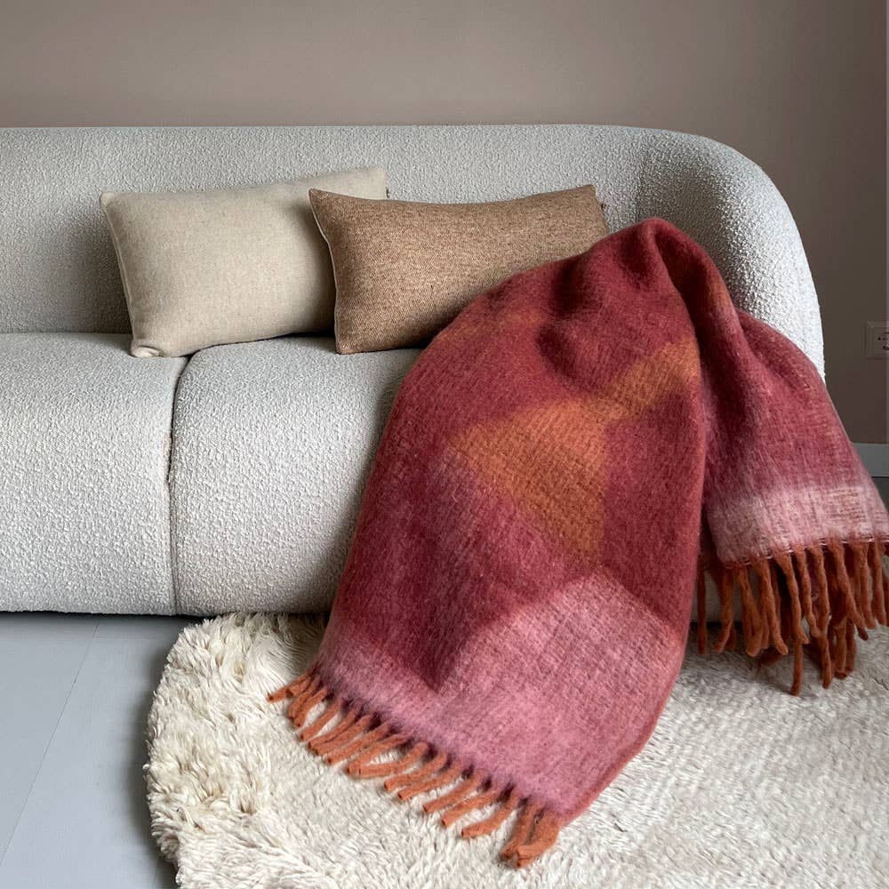 Zapotec zachte, licht pittige rode plaid van gerecycled materiaal