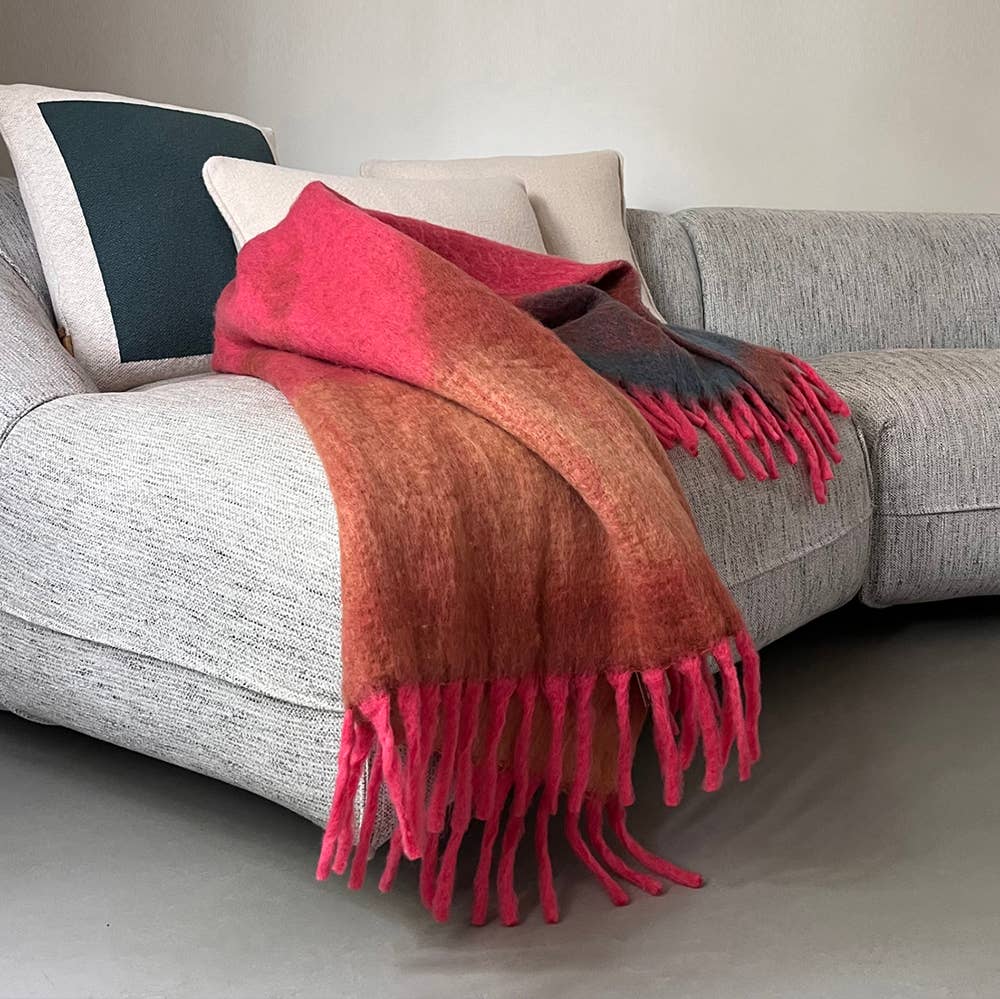 Zapotec zachte roze plaid van gerecyclede materialen