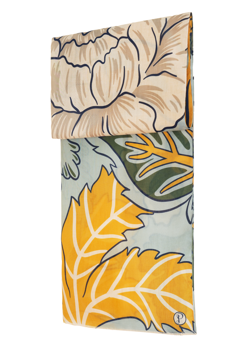 Sjaal met wilde bloemen en print
