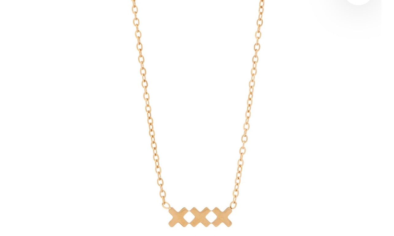 Gouden ketting met 3 kruisjes horizon