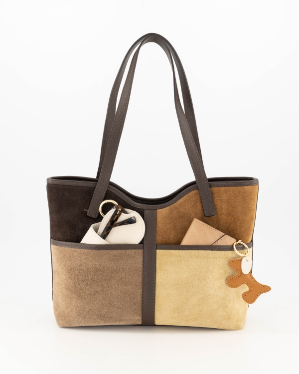 Teatro Livorno Patchwork Shoulder Bag met gevulde voorvakken